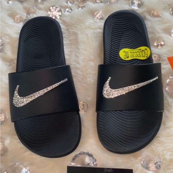 NIKE SLIDES w/Swarovski CRYSTALS - Picture 5 of 5